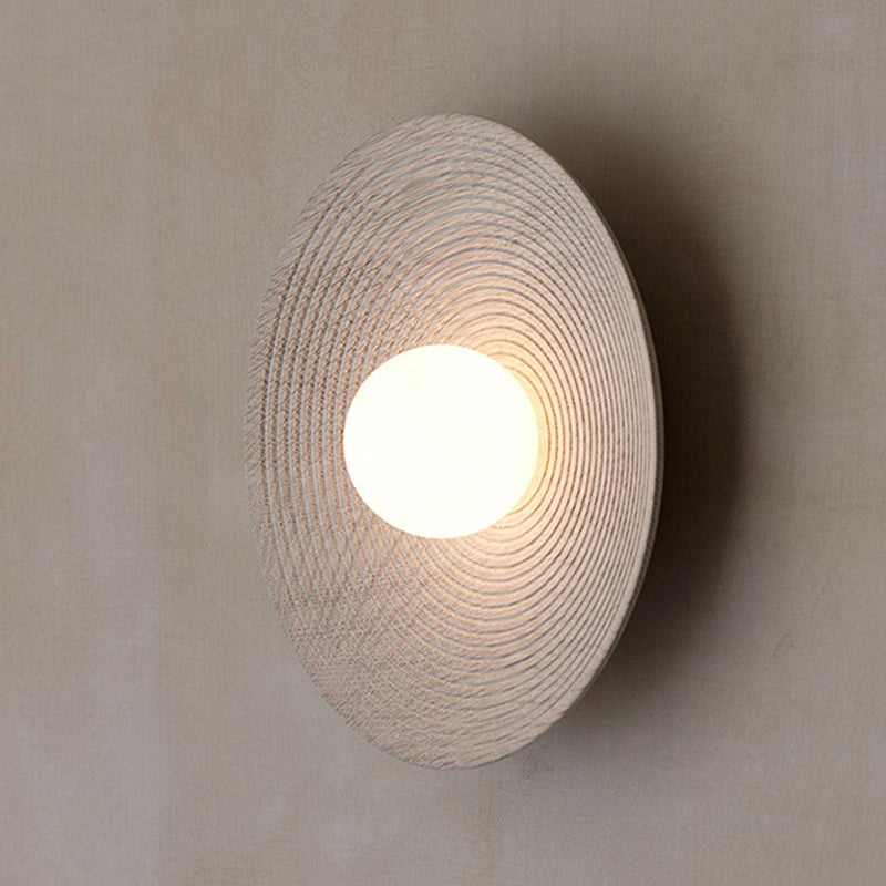 1 Light Circular Shape Wall Light Sconce Modern Wood Wall Light Fixture for Living Room