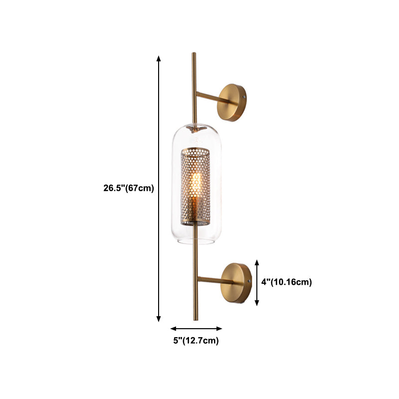 Industrial Style Armed Shape Wall Lamp Glass 1 Light Wall Sconce for Living Room