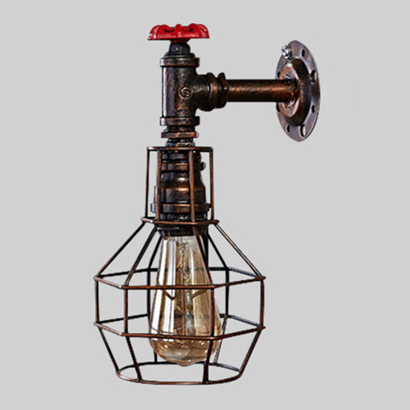 Industrial Geometric Sconce Light Fixture Metal 1-Light Wall Lights