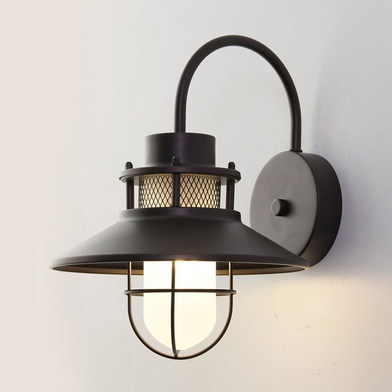 Black Metal Wall Light Industrial Flush Mount Lighting for Home Foyer