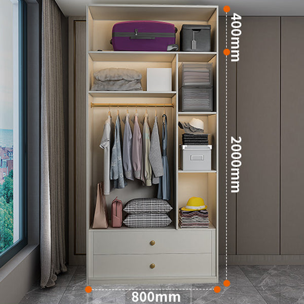 White Wooden Wardrobe Cloth Rod Included Wardrobe Closet for Home