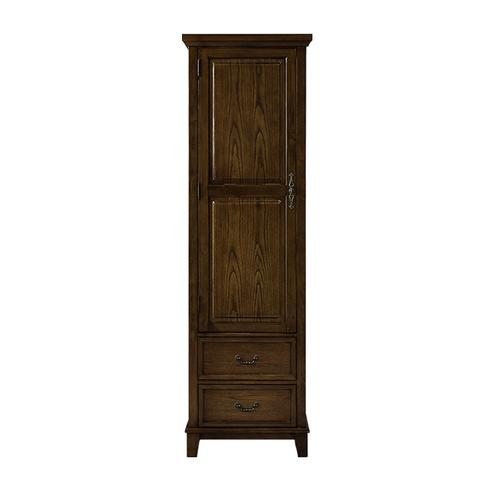 Traditional Rubberwood Armoire for Home Matte Finish Cabinet with Hinged Door