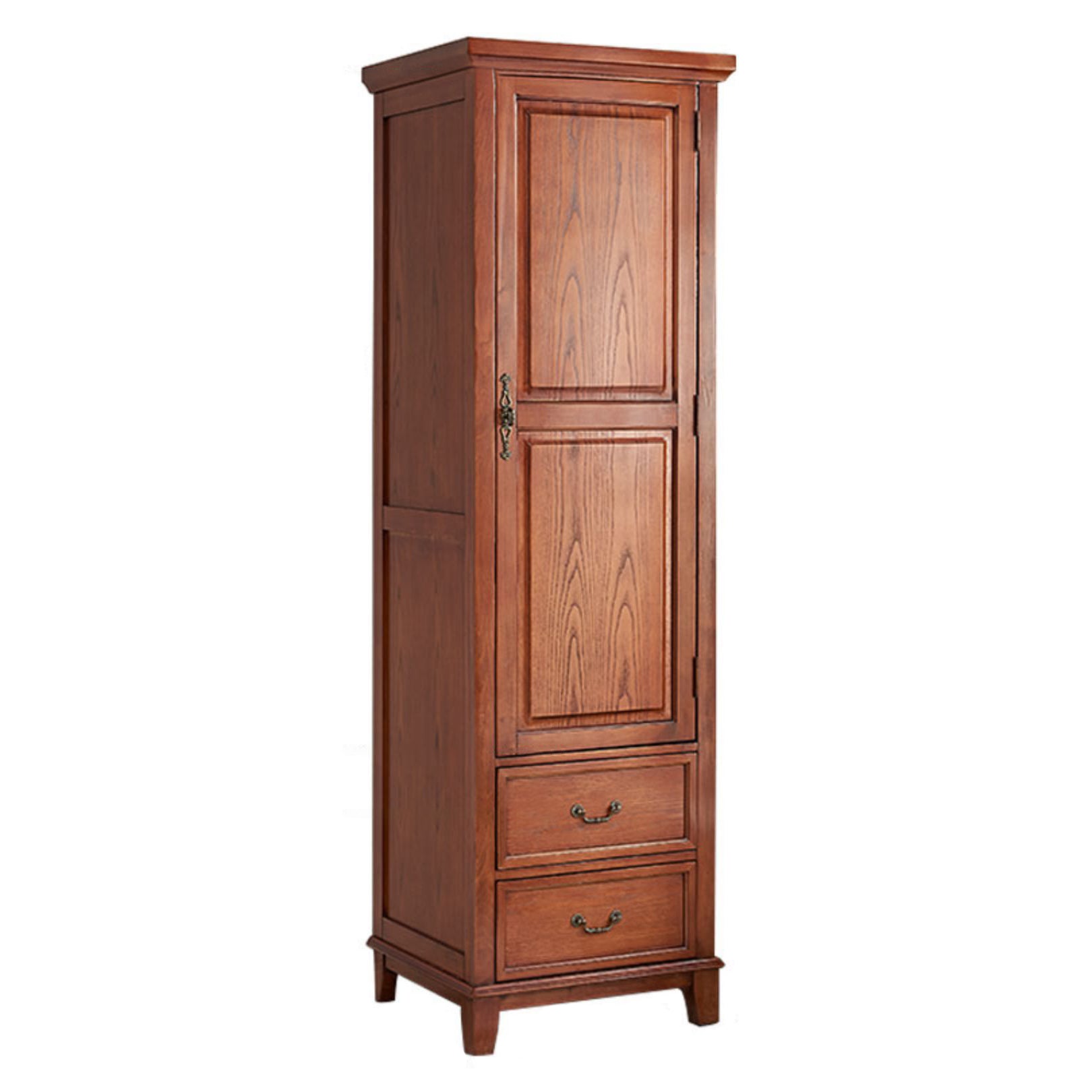 Traditional Rubberwood Armoire for Home Matte Finish Cabinet with Hinged Door