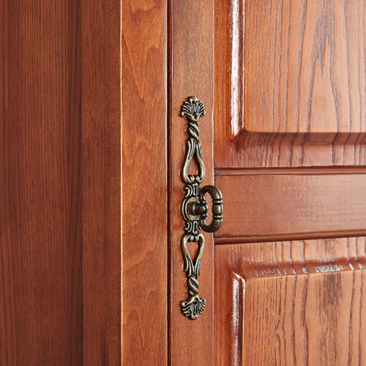 Traditional Rubberwood Armoire for Home Matte Finish Cabinet with Hinged Door