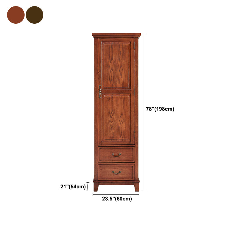 Traditional Rubberwood Armoire for Home Matte Finish Cabinet with Hinged Door