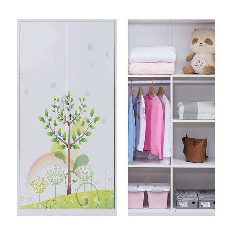 Contemporary Two Doors Wardrobe Armoire Steel Wardrobe Closet