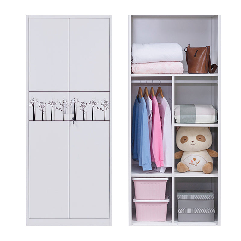 Contemporary Two Doors Wardrobe Armoire Steel Wardrobe Closet