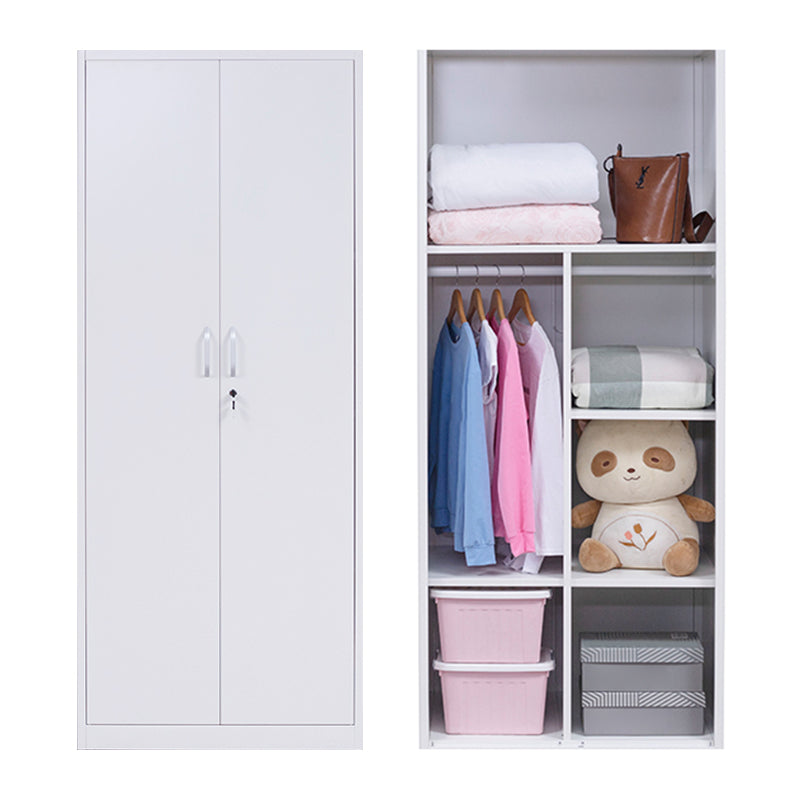 Contemporary Two Doors Wardrobe Armoire Steel Wardrobe Closet