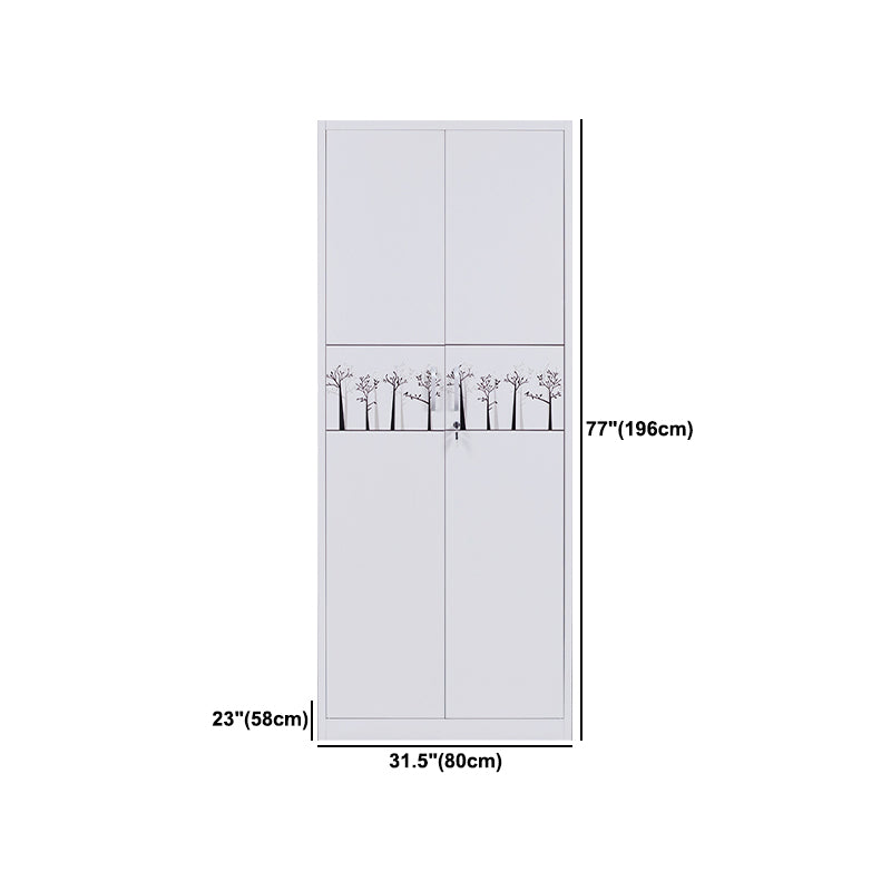 Contemporary Two Doors Wardrobe Armoire Steel Wardrobe Closet