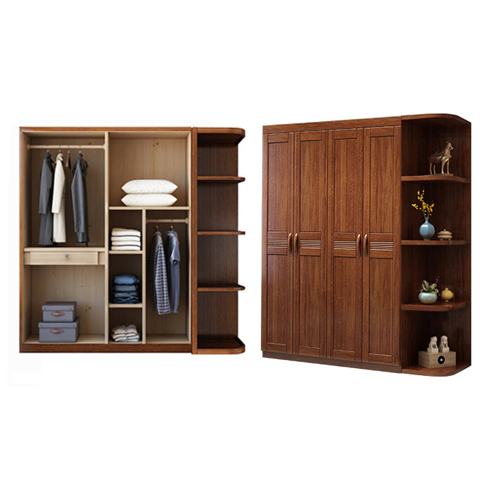 Traditional Walnut Wood Storage Cabinet Brown Cabinet for Home