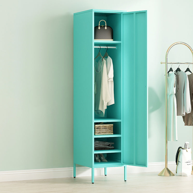 Contemporary Style Metal Wardrobe Adjustable Shelves Wardrobe Closet with Legs