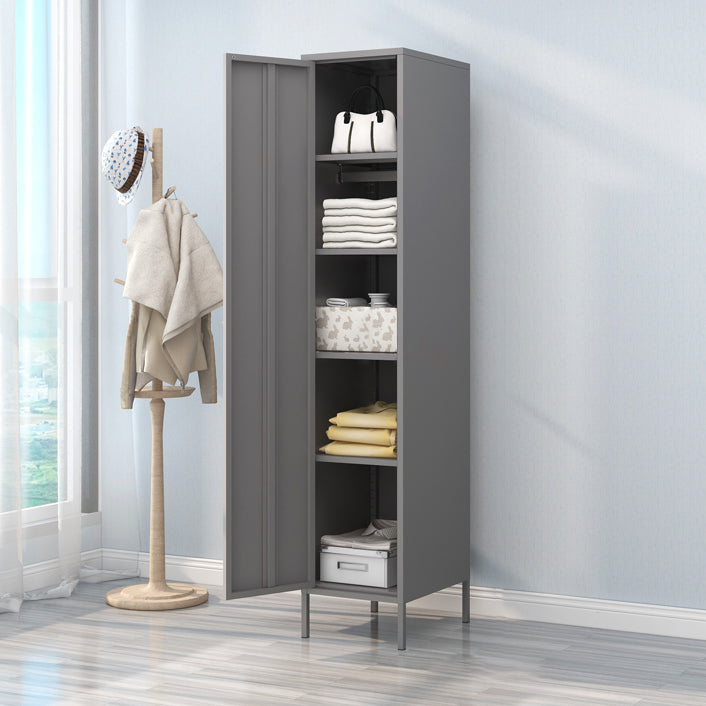 Contemporary Style Metal Wardrobe Adjustable Shelves Wardrobe Closet with Legs