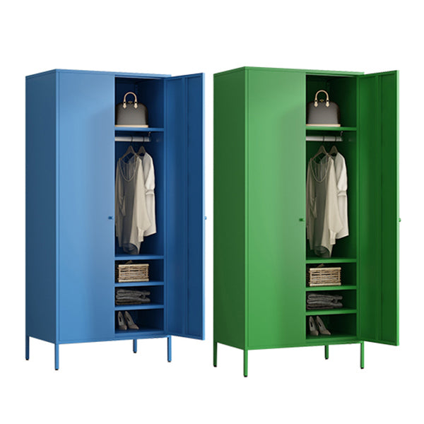Contemporary Style Metal Wardrobe Adjustable Shelves Wardrobe Closet with Legs