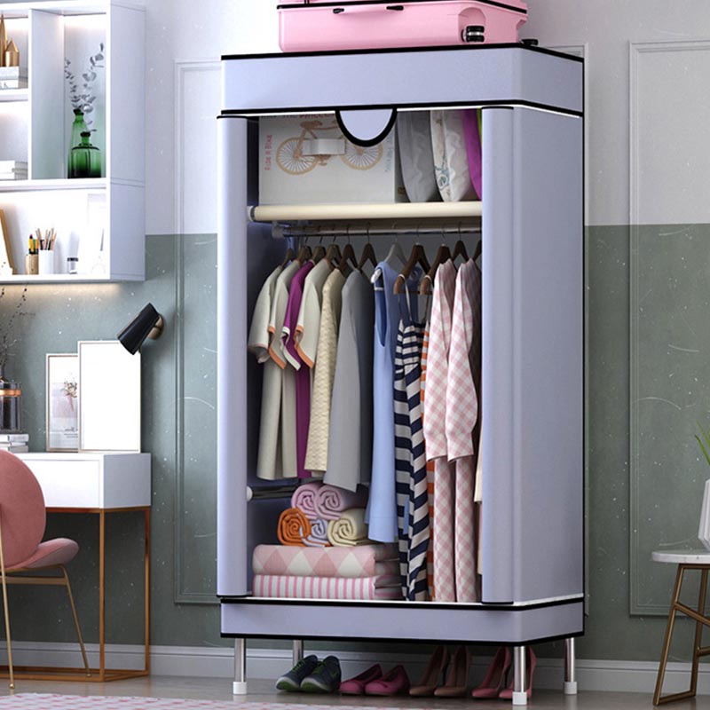 Matte Finish Wardrobe for Home Contemporary Storage Cabinet with Metal Legs