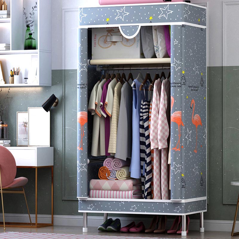 Matte Finish Wardrobe for Home Contemporary Storage Cabinet with Metal Legs