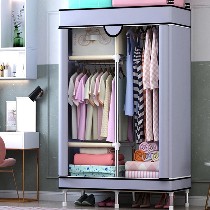 Matte Finish Wardrobe for Home Contemporary Storage Cabinet with Metal Legs