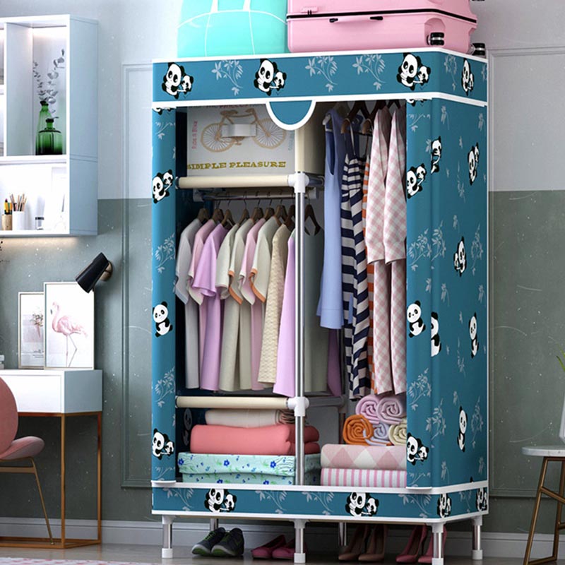 Matte Finish Wardrobe for Home Contemporary Storage Cabinet with Metal Legs