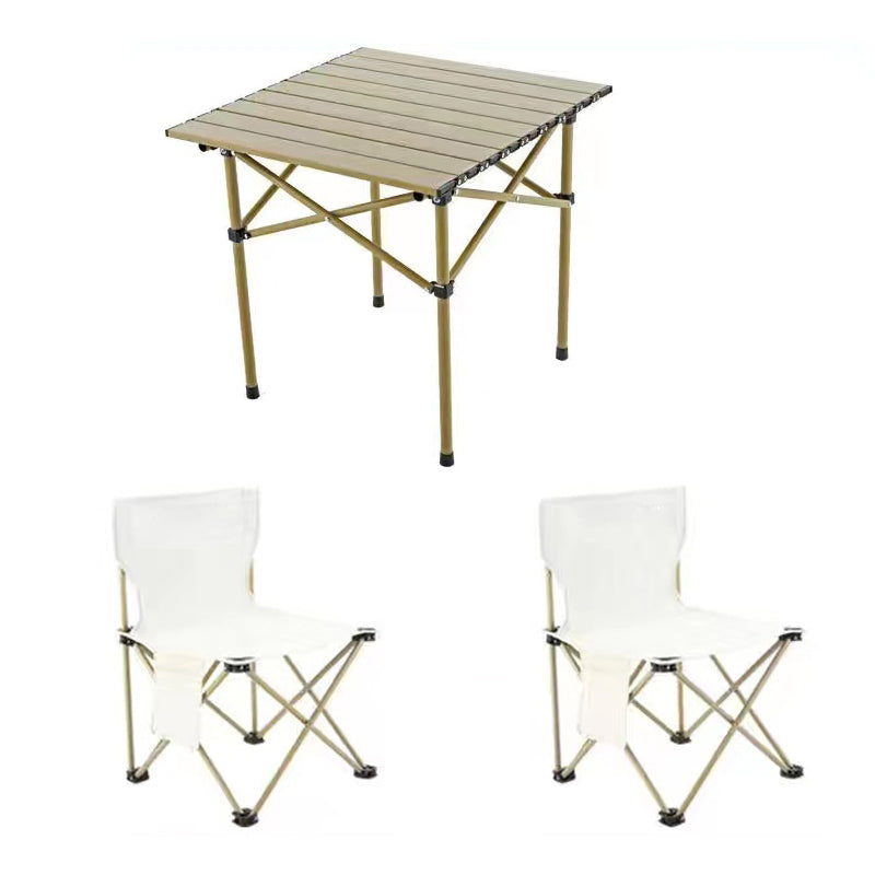 Modern Foldable Metal Table Set 1/3/5 Pieces Dining Table Set for Outdoor