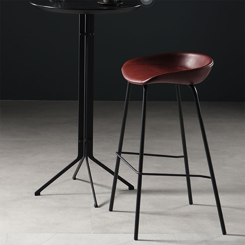 Contemporary Leather Counter Stools Metal Bar Stool for Living Room