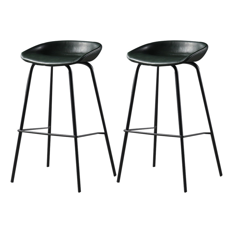 Contemporary Leather Counter Stools Metal Bar Stool for Living Room