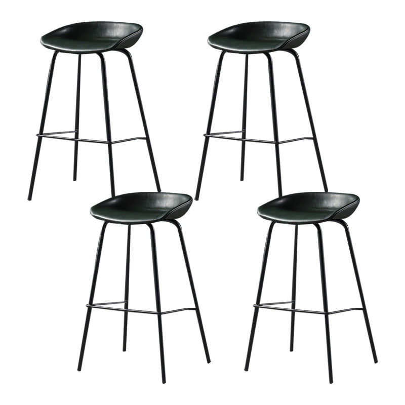 Contemporary Leather Counter Stools Metal Bar Stool for Living Room