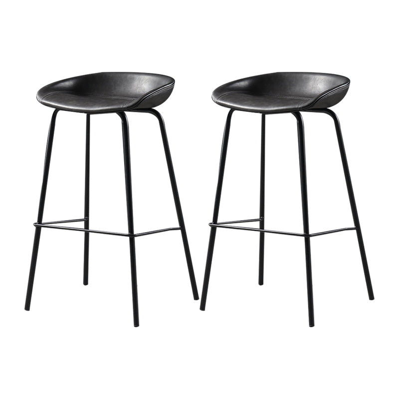 Contemporary Leather Counter Stools Metal Bar Stool for Living Room