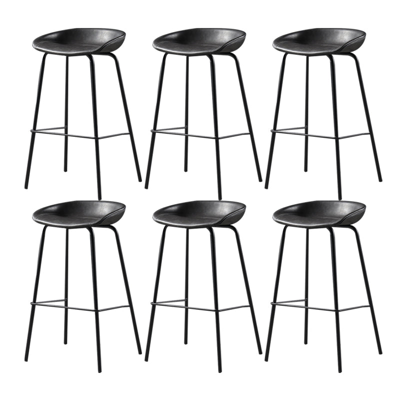 Contemporary Leather Counter Stools Metal Bar Stool for Living Room