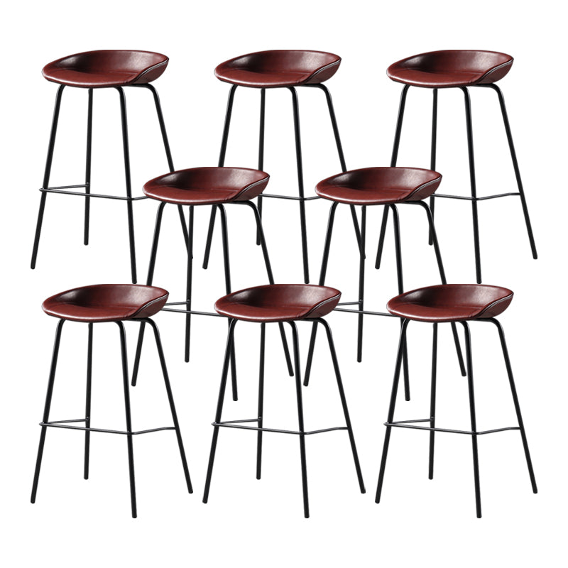 Contemporary Leather Counter Stools Metal Bar Stool for Living Room