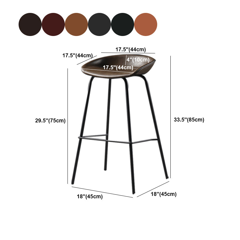 Contemporary Leather Counter Stools Metal Bar Stool for Living Room