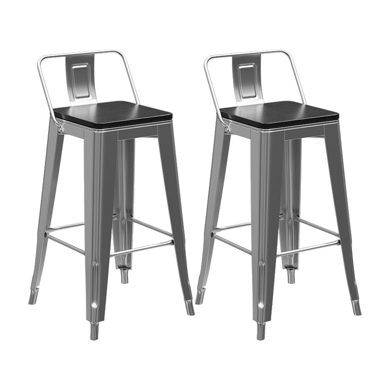 Footrest Backrest Counter-height Stool Industrial Wood and Metal Counter Chair in Silver