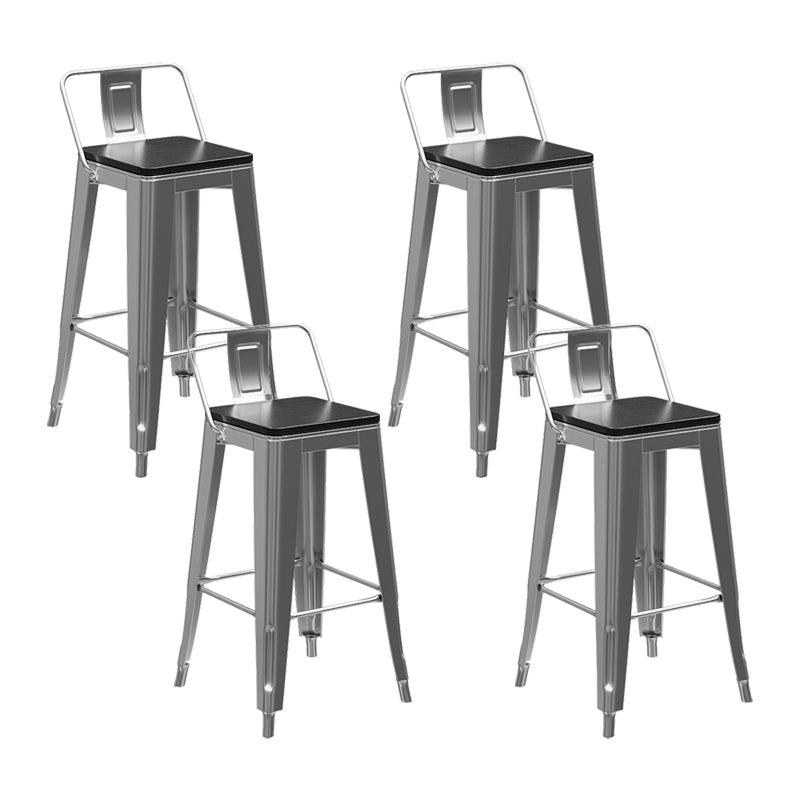 Footrest Backrest Counter-height Stool Industrial Wood and Metal Counter Chair in Silver