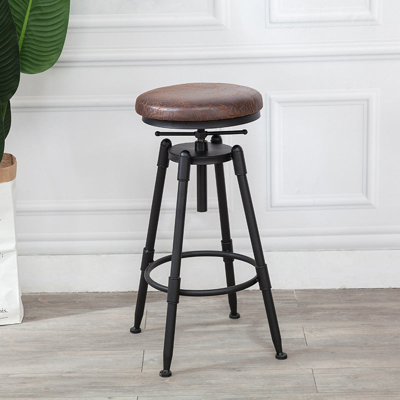 Modern Armless Rotatable Counter Stool Iron Cafe Bar Stool with Seat and Pedal