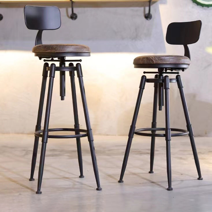 Modern Armless Rotatable Counter Stool Iron Cafe Bar Stool with Seat and Pedal
