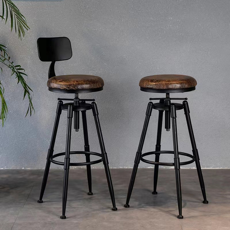 Modern Armless Rotatable Counter Stool Iron Cafe Bar Stool with Seat and Pedal