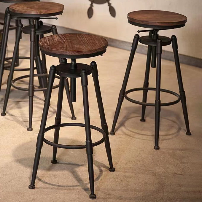 Modern Armless Rotatable Counter Stool Iron Cafe Bar Stool with Seat and Pedal