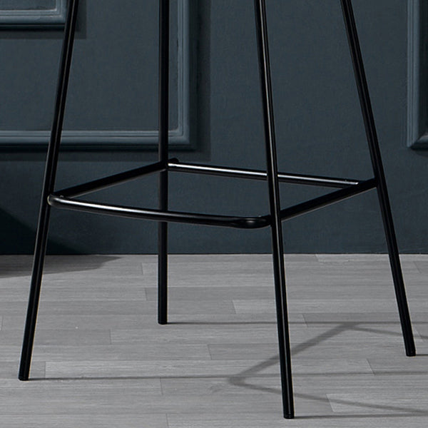 Modern Leather Counter Bar Stool Black Base Footrest Low Back Counter Stool