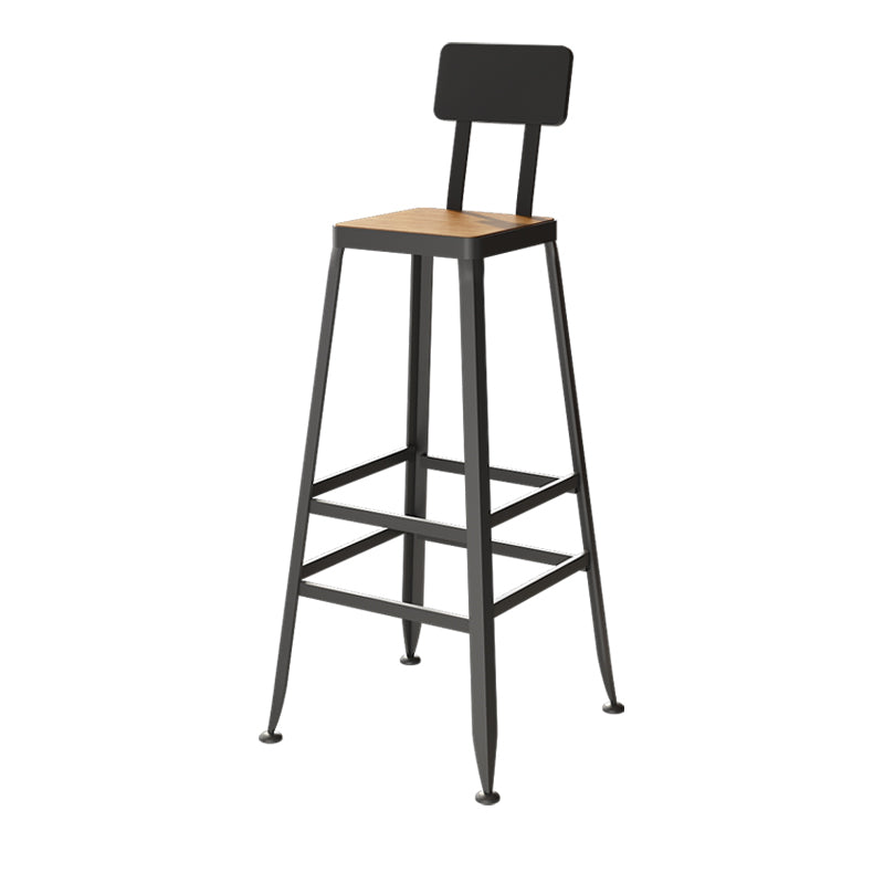 Square Bar and Counter Stool Industrial Coffee Shop Footrest Counter Stool in Black