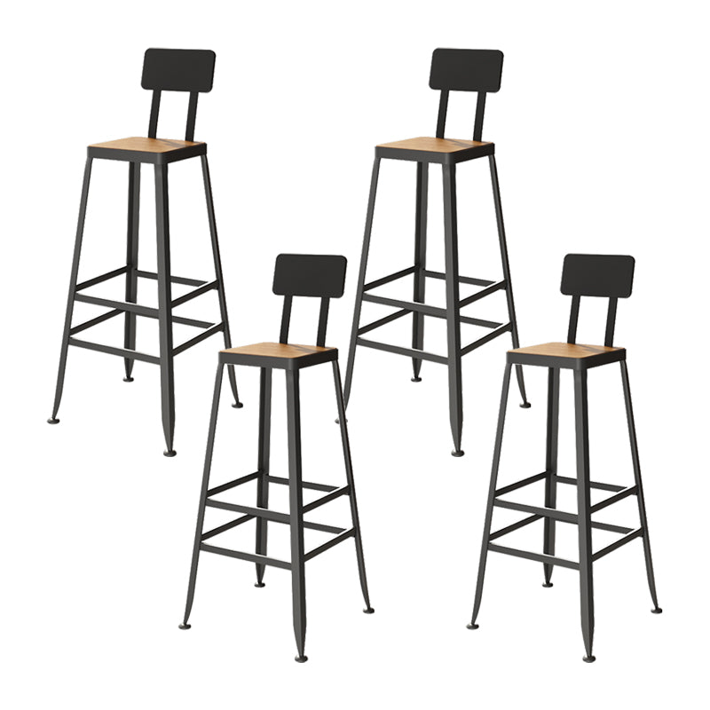 Square Bar and Counter Stool Industrial Coffee Shop Footrest Counter Stool in Black
