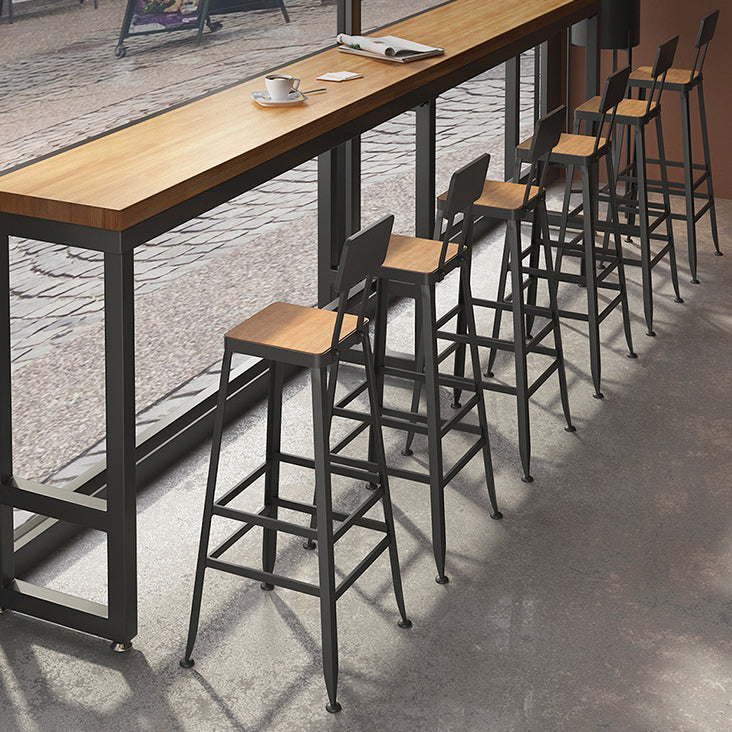 Square Bar and Counter Stool Industrial Coffee Shop Footrest Counter Stool in Black