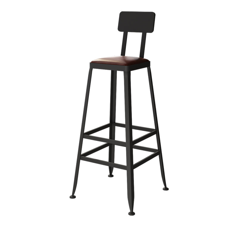 Square Bar and Counter Stool Industrial Coffee Shop Footrest Counter Stool in Black