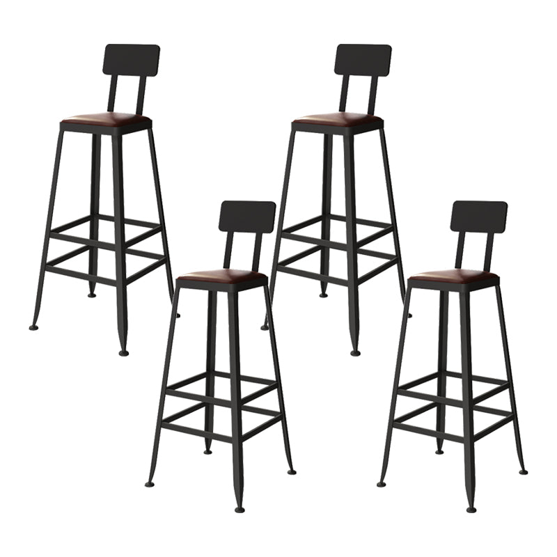 Square Bar and Counter Stool Industrial Coffee Shop Footrest Counter Stool in Black