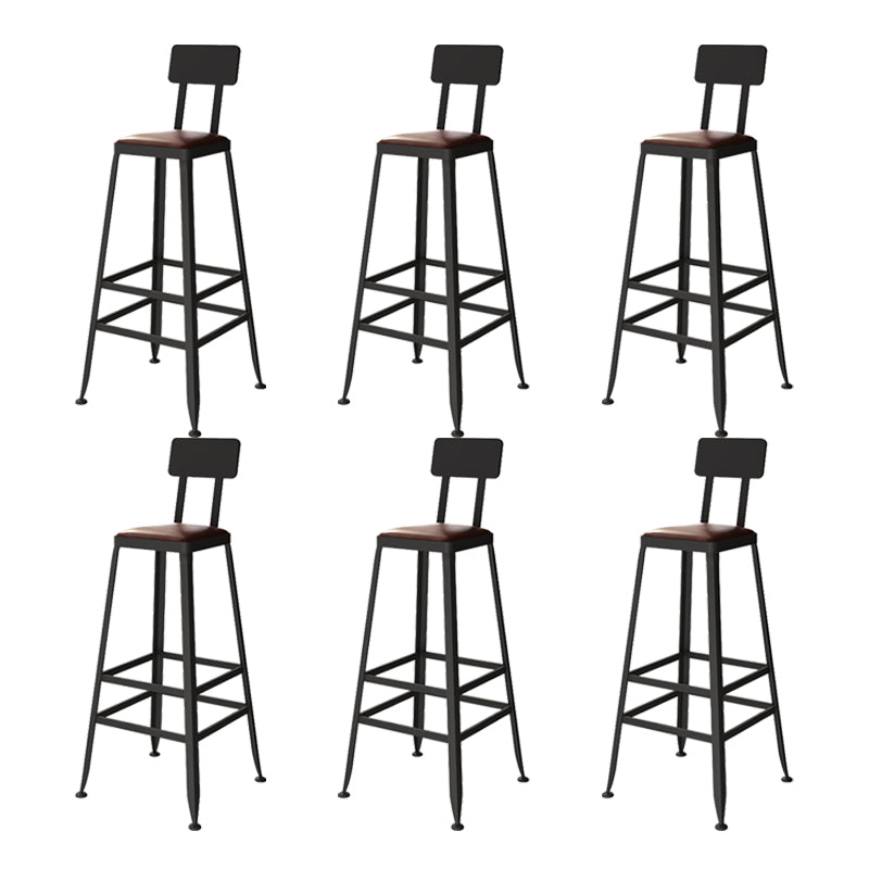 Square Bar and Counter Stool Industrial Coffee Shop Footrest Counter Stool in Black