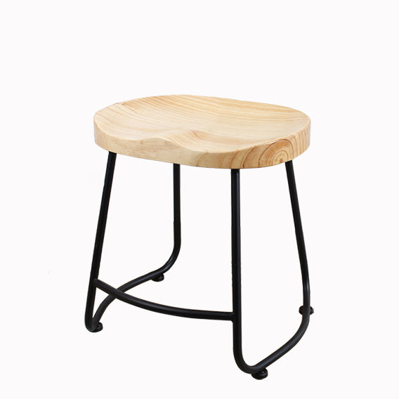 Modern Backless Armless Counter Stool Iron Cashier Bar Stool with Wooden Seat and Pedal