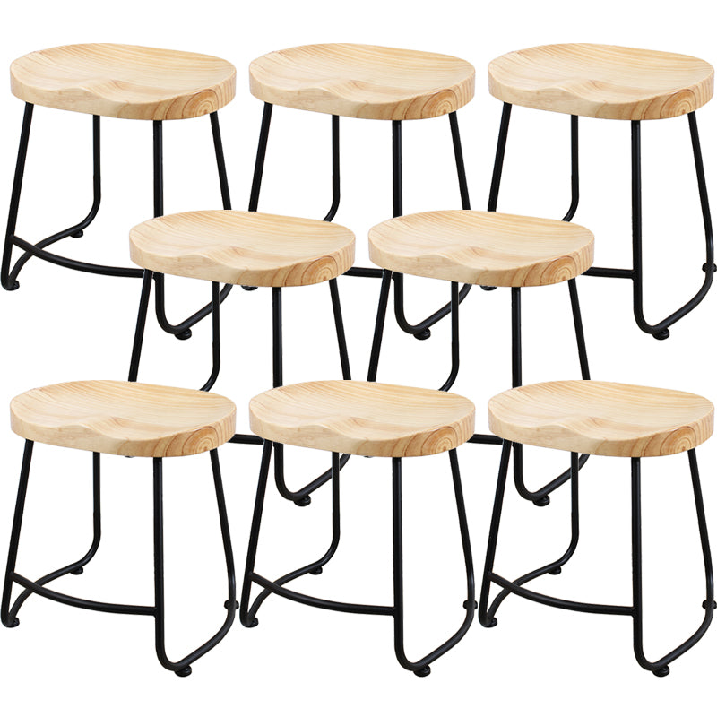Modern Backless Armless Counter Stool Iron Cashier Bar Stool with Wooden Seat and Pedal
