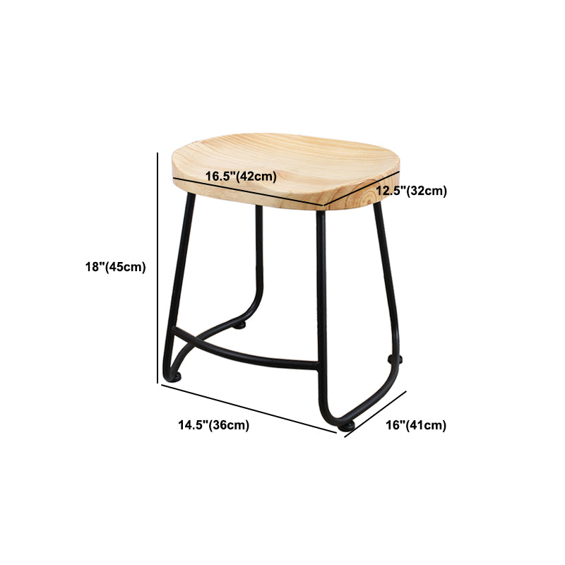 Modern Backless Armless Counter Stool Iron Cashier Bar Stool with Wooden Seat and Pedal