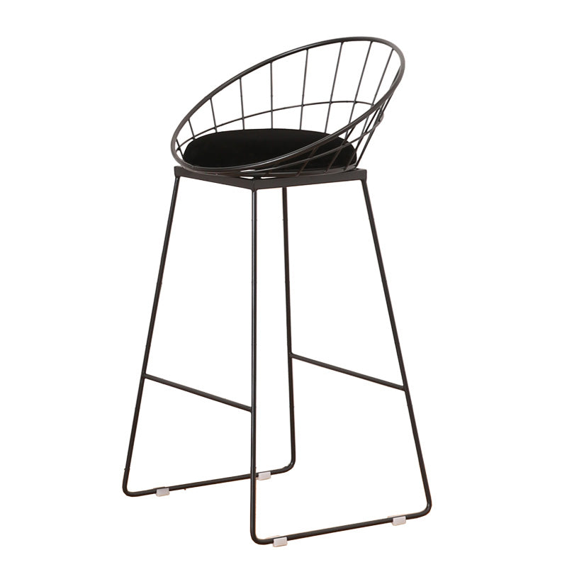 Modern Armless Counter Stool Iron Dining Room Bar Stool with Seat and Pedal