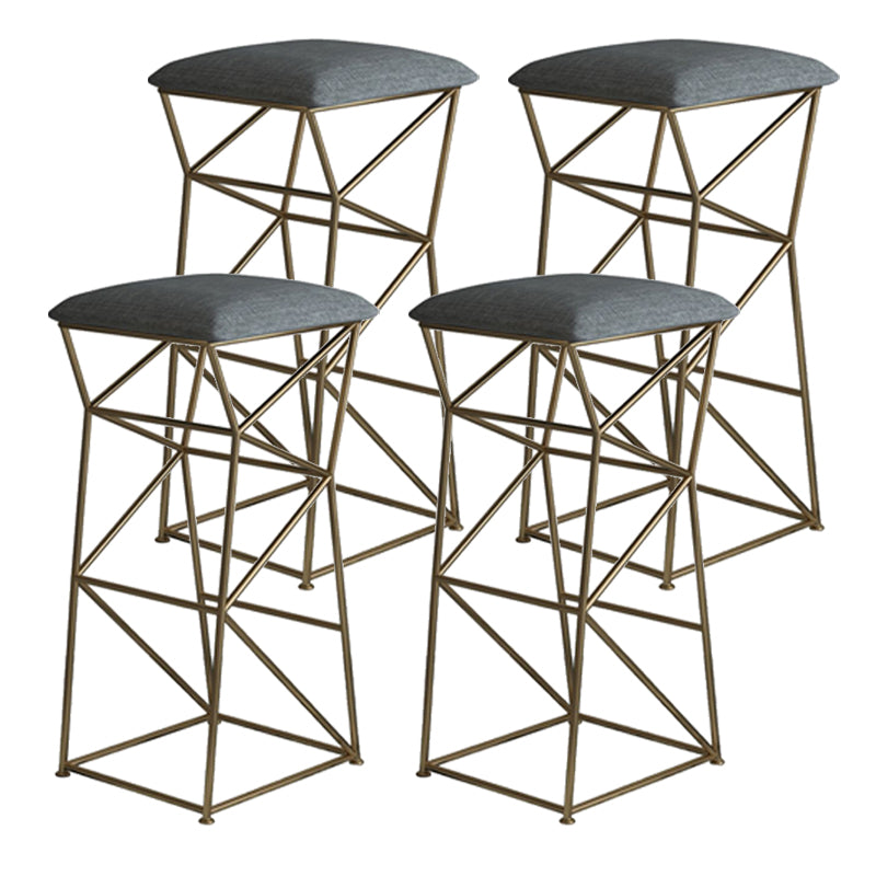 Modern Armless Counter Stool Iron Dining Room Bar Stool with Seat and Pedal