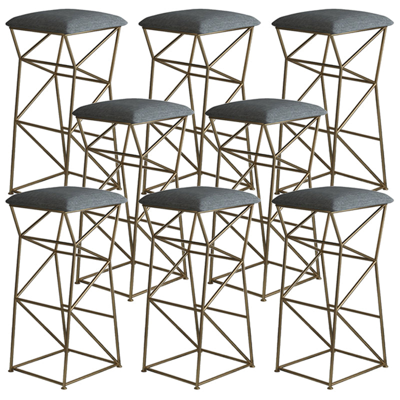 Modern Armless Counter Stool Iron Dining Room Bar Stool with Seat and Pedal