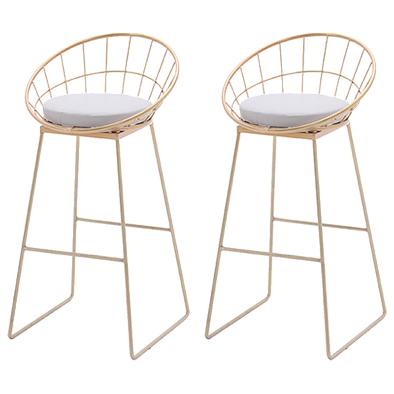 Modern Armless Counter Stool Iron Dining Room Bar Stool with Seat and Pedal