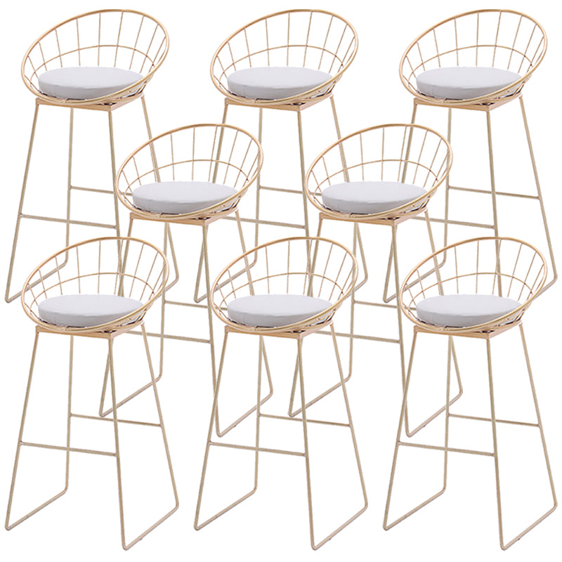 Modern Armless Counter Stool Iron Dining Room Bar Stool with Seat and Pedal